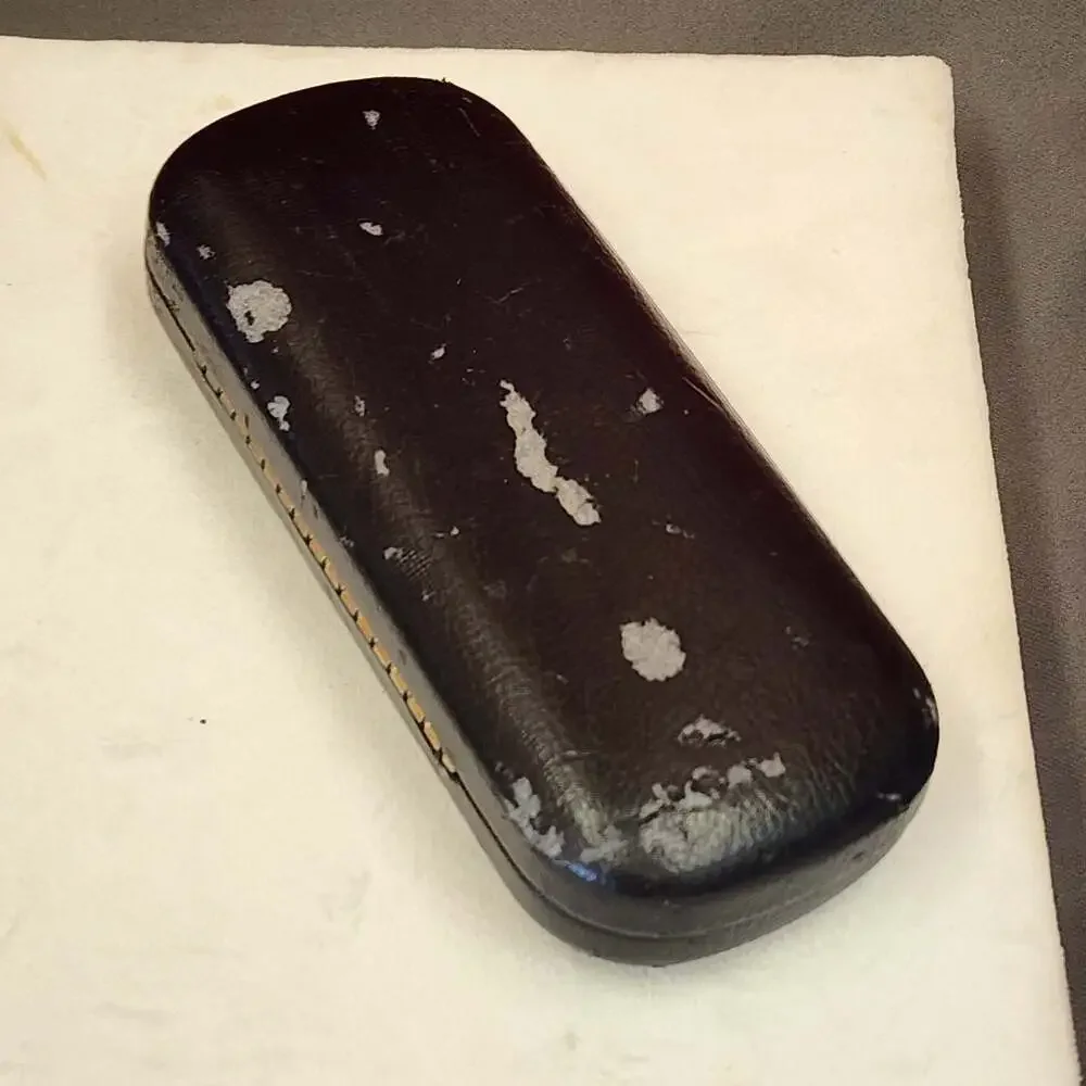 Vintage Yves Saint Laurent YSL Black Leather Hard Eyeglass Case